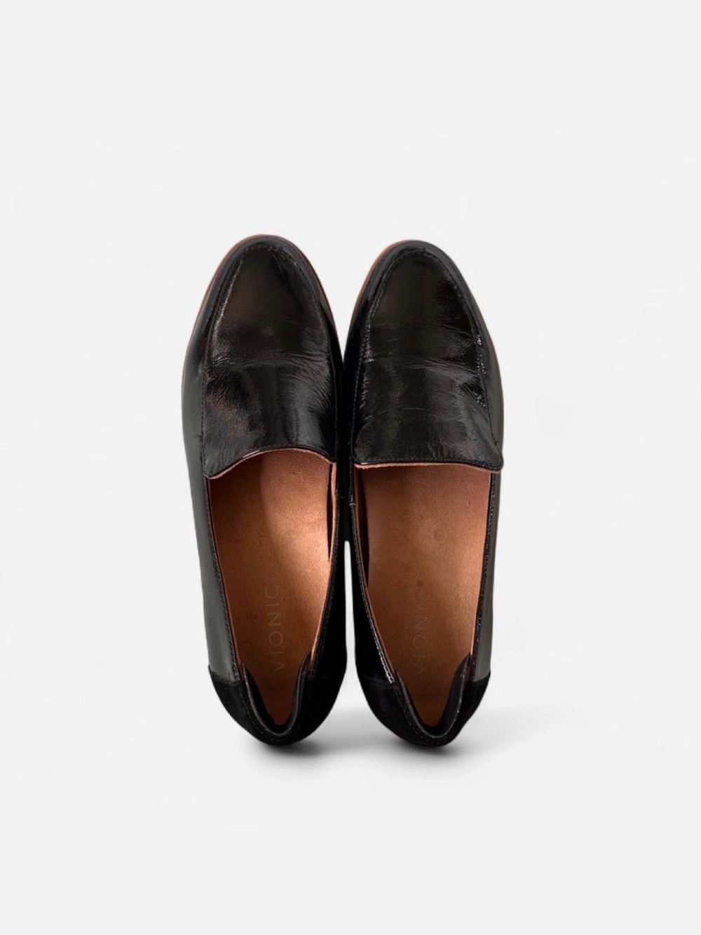 Vionic Black Patent Loafers with Taupe Lug Sole - Picture 5 of 5
